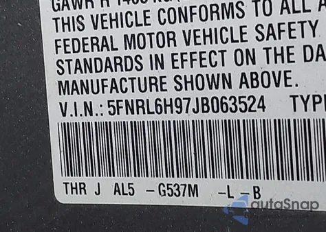 2018 Honda Odyssey Elite from USA, damaged, VIN 5FNRL6H97JB063524